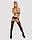 Сітчасті панчохи-стокінги з квітковим малюнком Obsessive Garter stockings S207 XL/XL, чорні, імітаці, фото 4