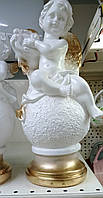 Ангел з арфою на кулі статуетка, позолота, 24 см