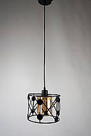 Люстра-подвес черная в стиле лофт металлический цилиндр внутри 1 стеклянный плафон 25х80 см