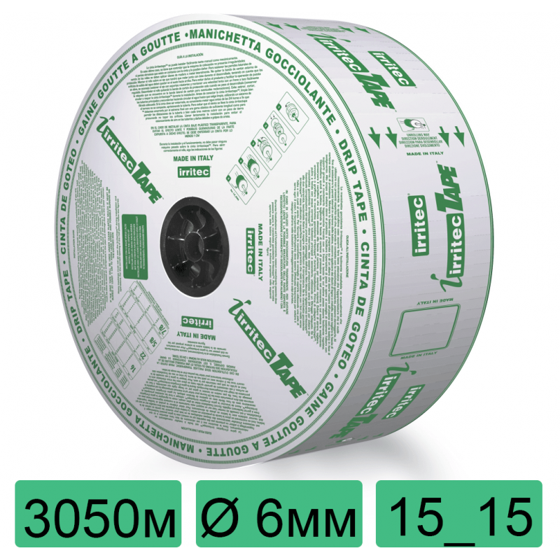 Капельна стрічка Irritec Tape he 6мм 3050 м 15_15 см