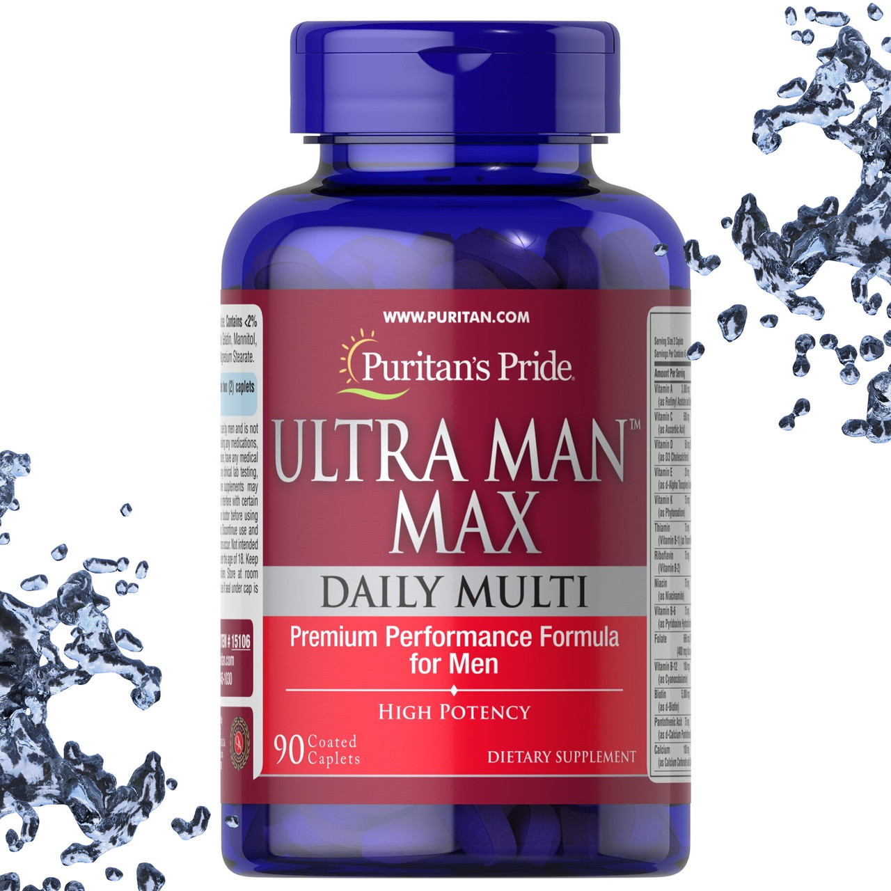 Вітаміни для чоловіків Puritan's Pride ULTRA MAN MAX Daily Multi 90 таблеток (каплетс)