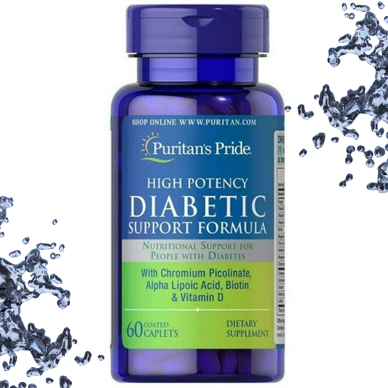 При діабеті Puritan's Pride Diabetic Support Formula (Діабетічна формула) 60 таблеток (каплетс), фото 1