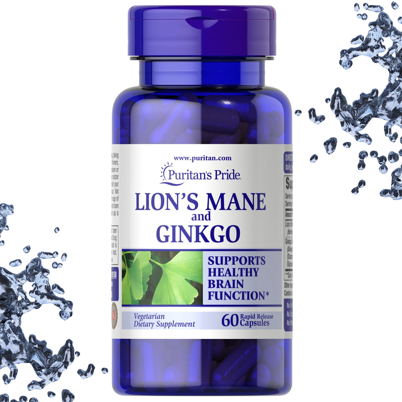 Гриб Левова грива та Гінгко Білоба Puritan's Pride Lion's Mane and Ginkgo 60 капсул