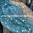 Паєткова тканина на стрейч сітці М'ята (Тіффані), фото 2
