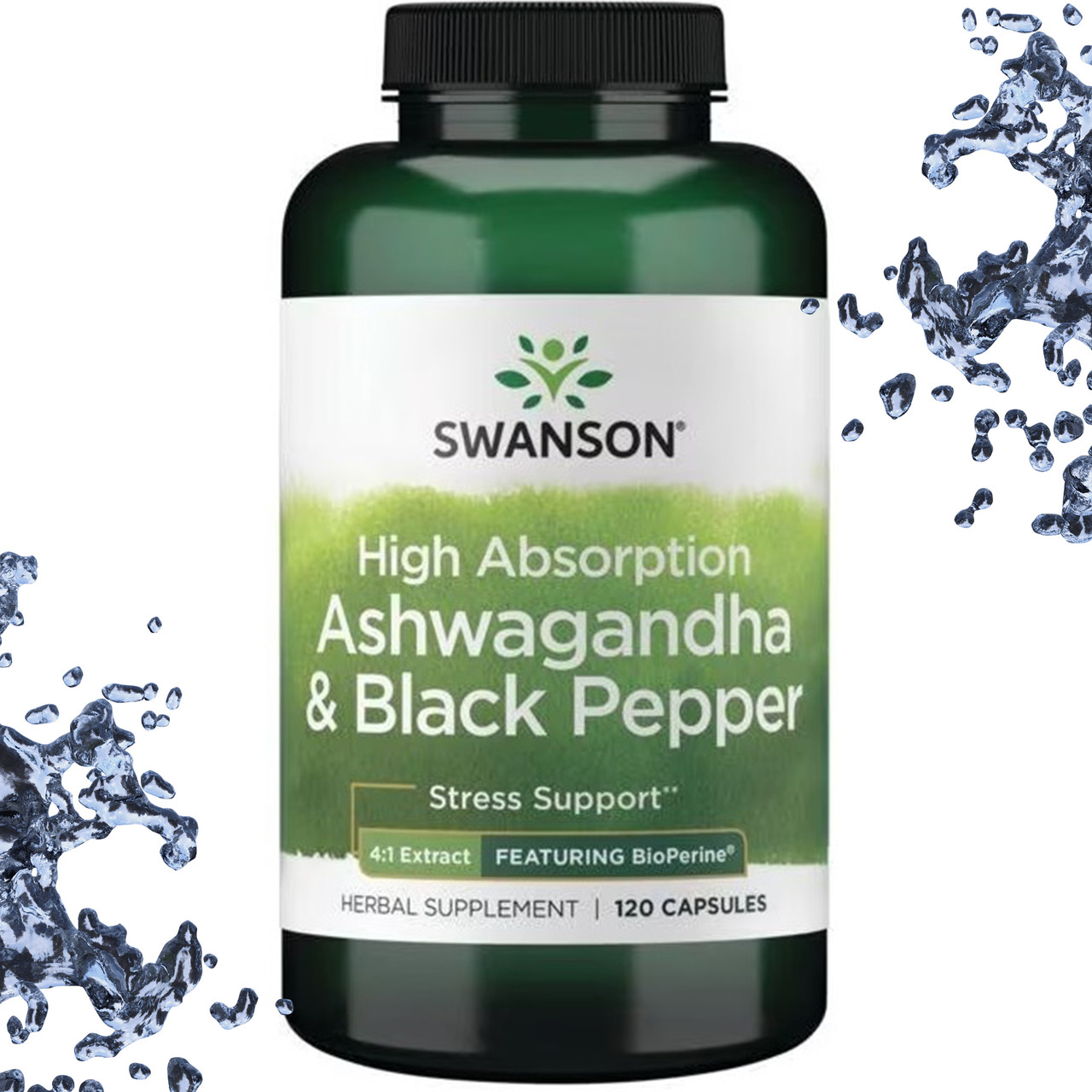 Ашваганда та Чорний Перець Swanson Ashwagandha & Black Pepper 120 капсул, фото 1