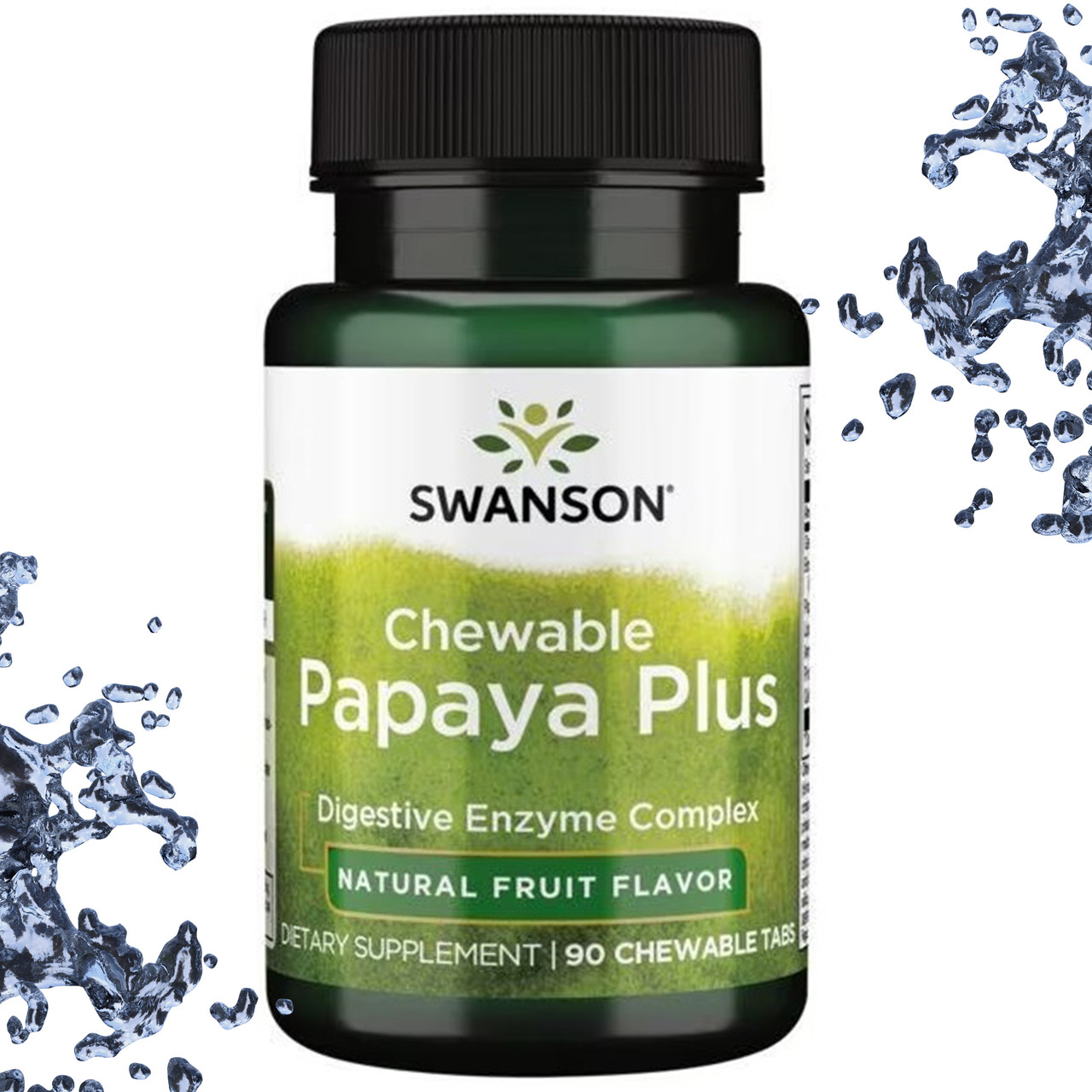 Для травлення Swanson Chewable Papaya Plus (Фруктовий смак) 90 жувальних таблеток