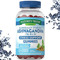 Ашваганда Nature's Truth Ashwagandha +B6, B12, D2 Stress Support (Вишня) 120 веганских жевательных конфет