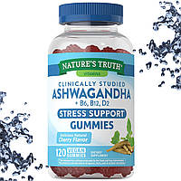 Ашваганда Nature's Truth Ashwagandha +B6, B12, D2 Stress Support (Вишня) 120 веганських жувальних цукерок