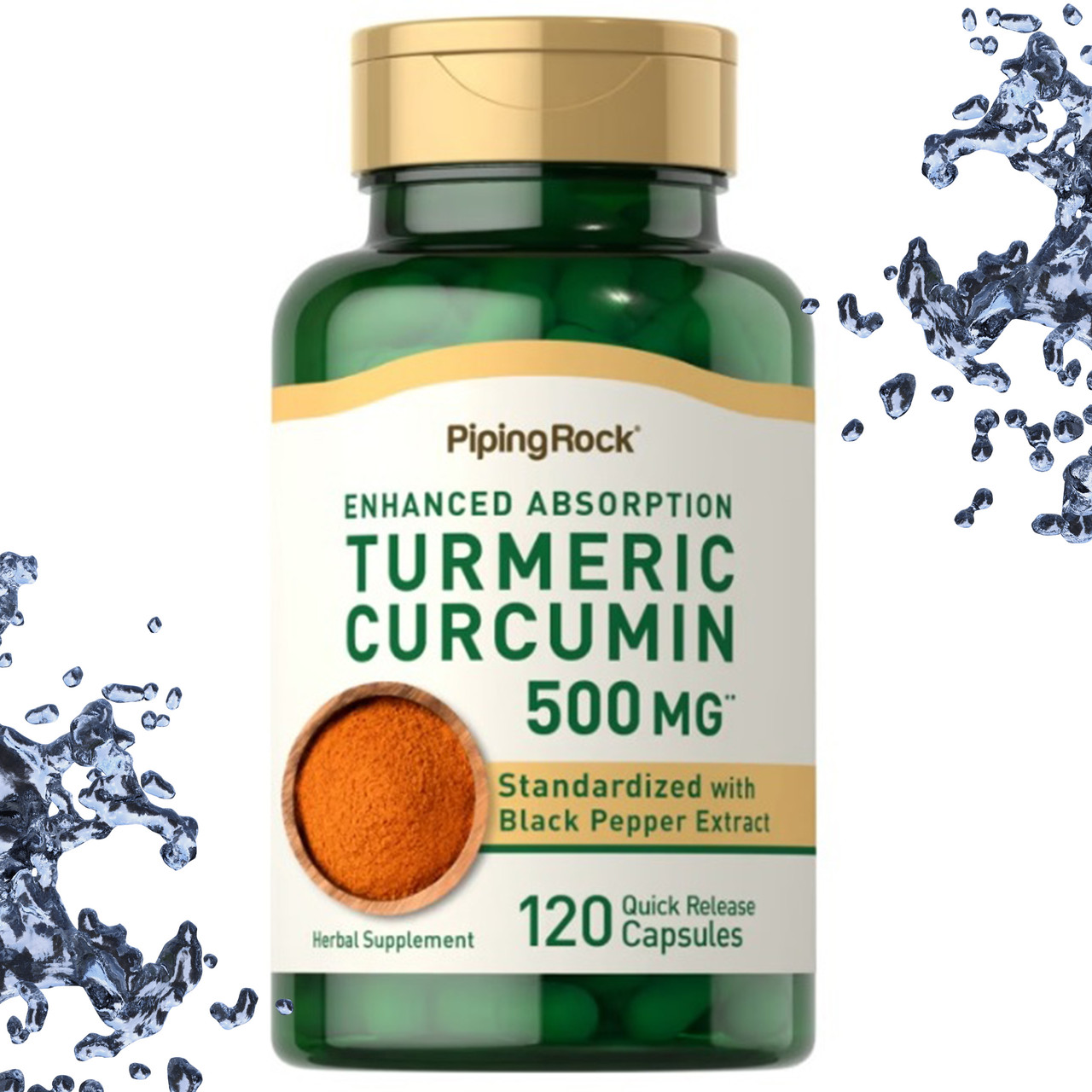 Куркума Piping Rock Turmeric Curcumin Complex 500 мг (Турмерік Куркумін) 120 капсул