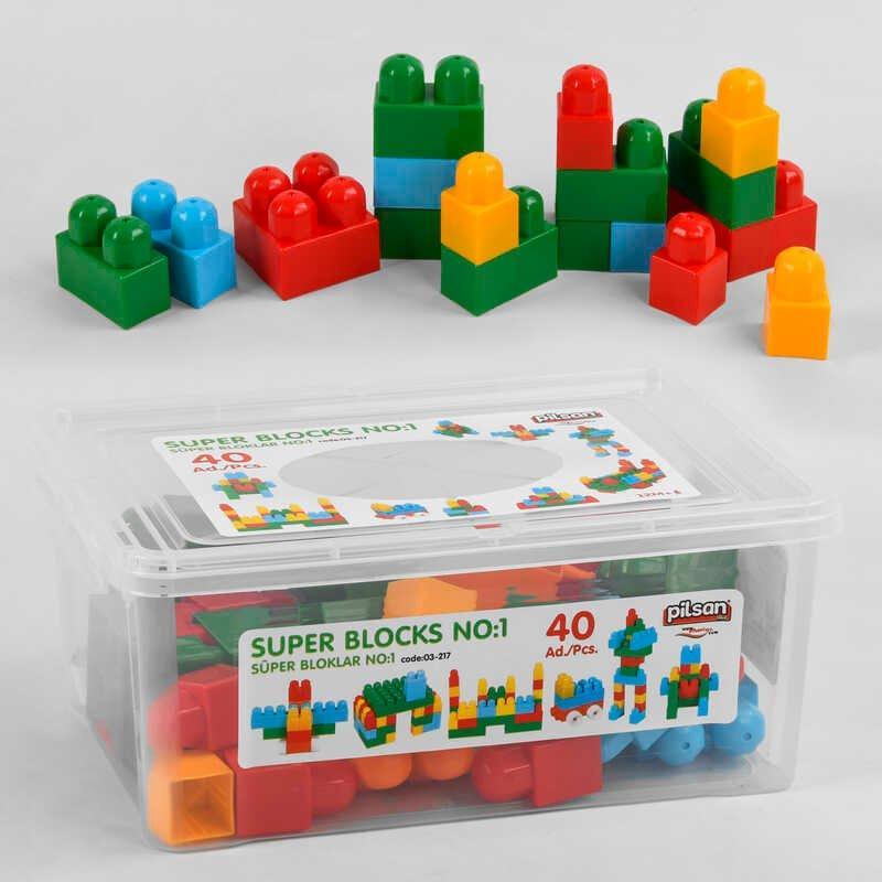 КОНСТРУКТОР З КРУПНИМИ ДЕТАЛЯМИ 03-217 "Pilsan" 40 деталей, у валізі, фото 1