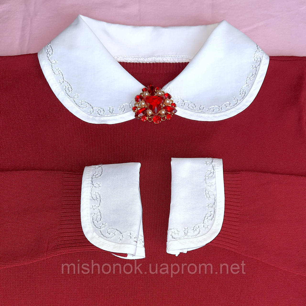 Комплект белых воротничков с вышитым нежным узором, накладной воротник ...