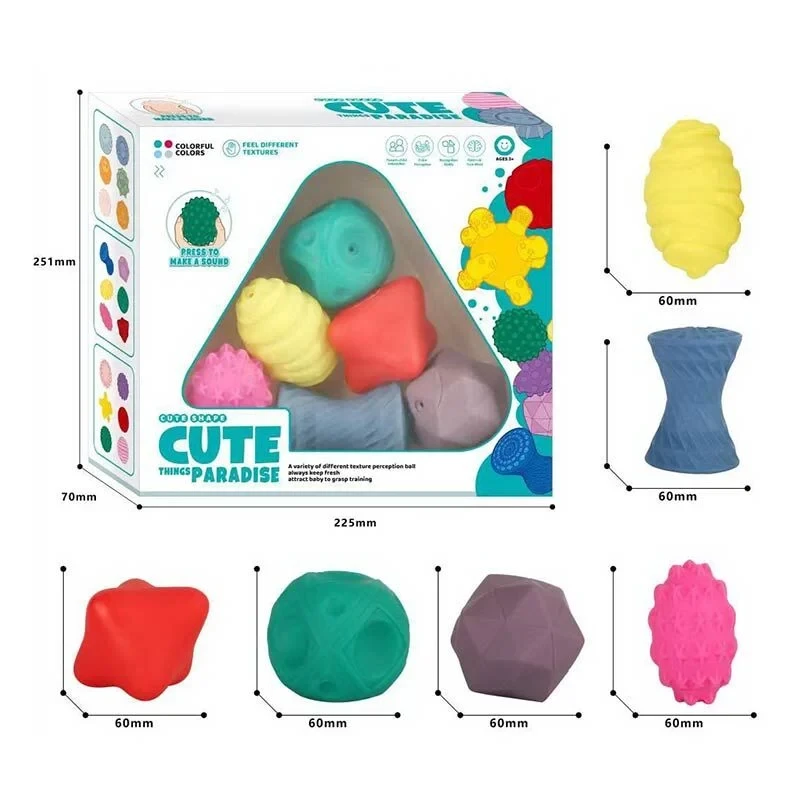 Сенсорні м'ячики 828 F53 (72/2) 6 м'ячиків, у коробці, фото 1