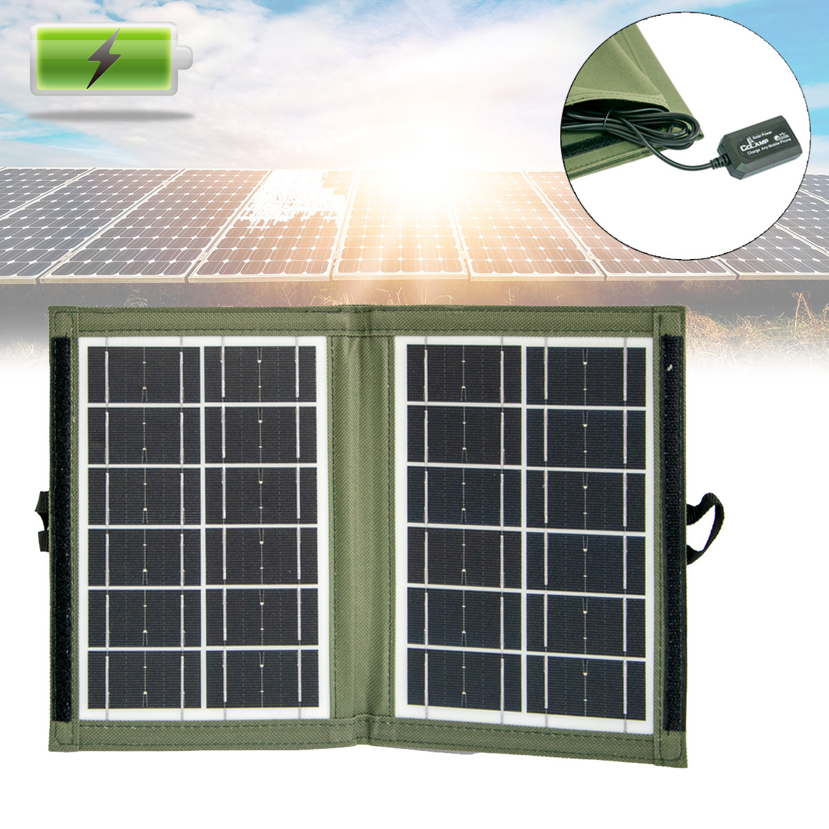 Портативна сонячна панель для заряджання телефону CL-670 7.2W 6V 1.2A сонячна панель для кемпінгу