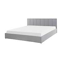 Мягкая подъемная кровать двуспальная MeBelle TALLY 140х190 см, премиальный серый велюр, рогожка