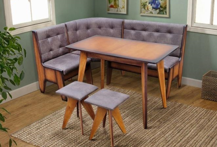 Кухонний комплект Лаундж (кут + стіл + 2 табурети), фото 1