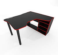 Геймерский игровой стол Kano ДСП Черное, кромка Красная, 120х140х75 см (Comfy-Home ТМ) ДСП чорне кромка червона