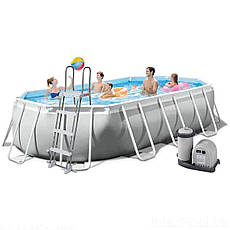 Каркасні найбільші басейни інтекс Intex 26796 OVAL (503х274х122 см) з насосом, драбиною та тентом, фото 6