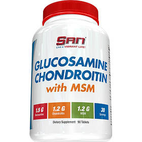 Препарат для суглобів і зв'язок SAN Glucosamine and Chondroitin with MSM, 90 таблеток