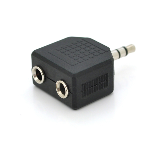 Адаптер 3.5 mm Voltronic (YT-SA-3.5(M)/2*3.5(F)) чорний (пакет)