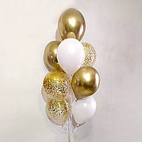 Композиція з гелієвих кульок на подарунок дівчині Повітряні Гелієві кульки Хром золото з гелієм для дівчинки, дівчини