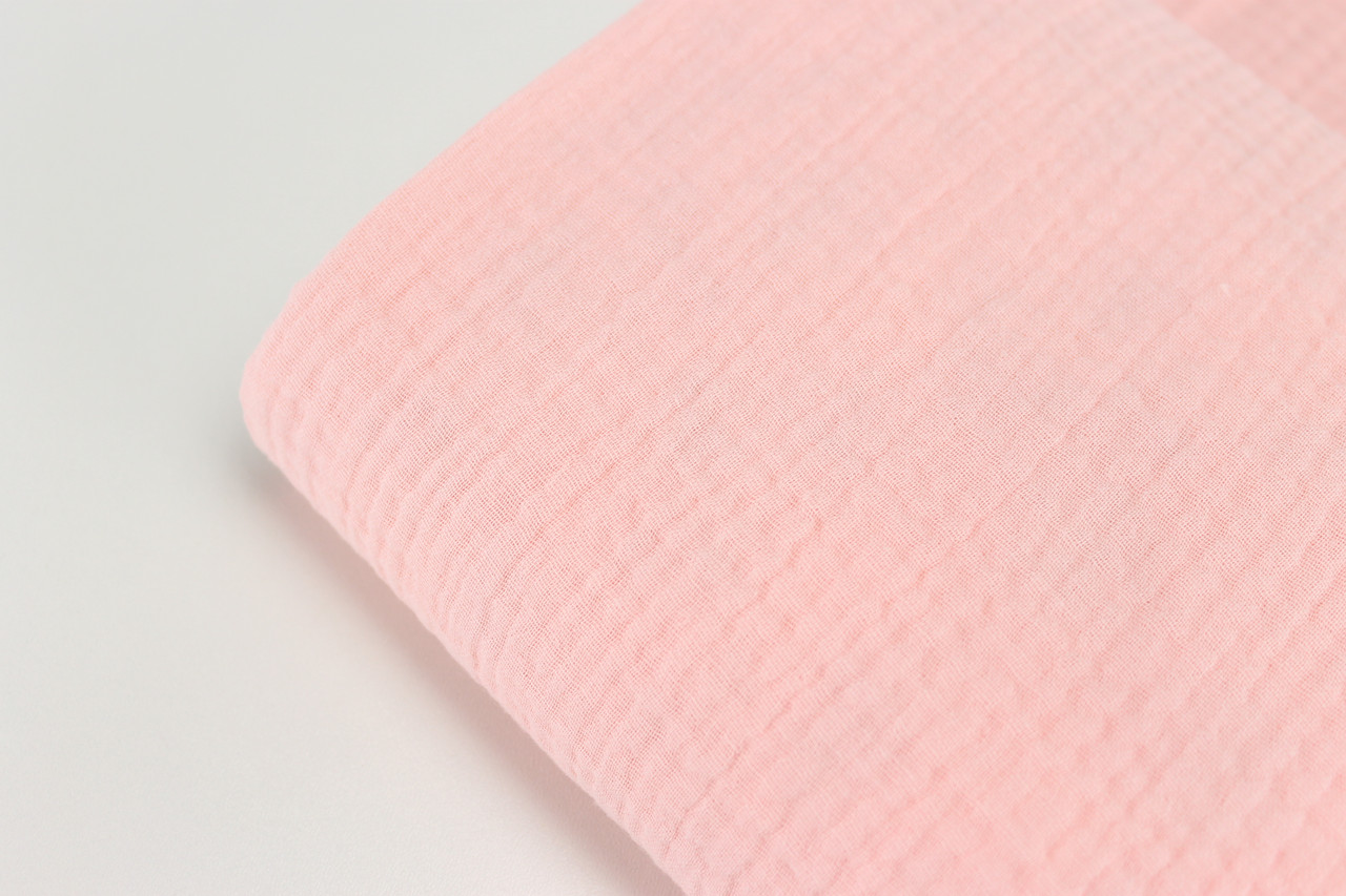 Лоскуток. Муслін однотонний двошаровий жатий, колір рожево-пудровий 47*140 см, фото 1