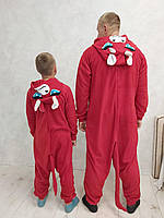 Кигуруми пижама Бык красно-белый для мальчиков и девочек 80-104 см. производство Украина