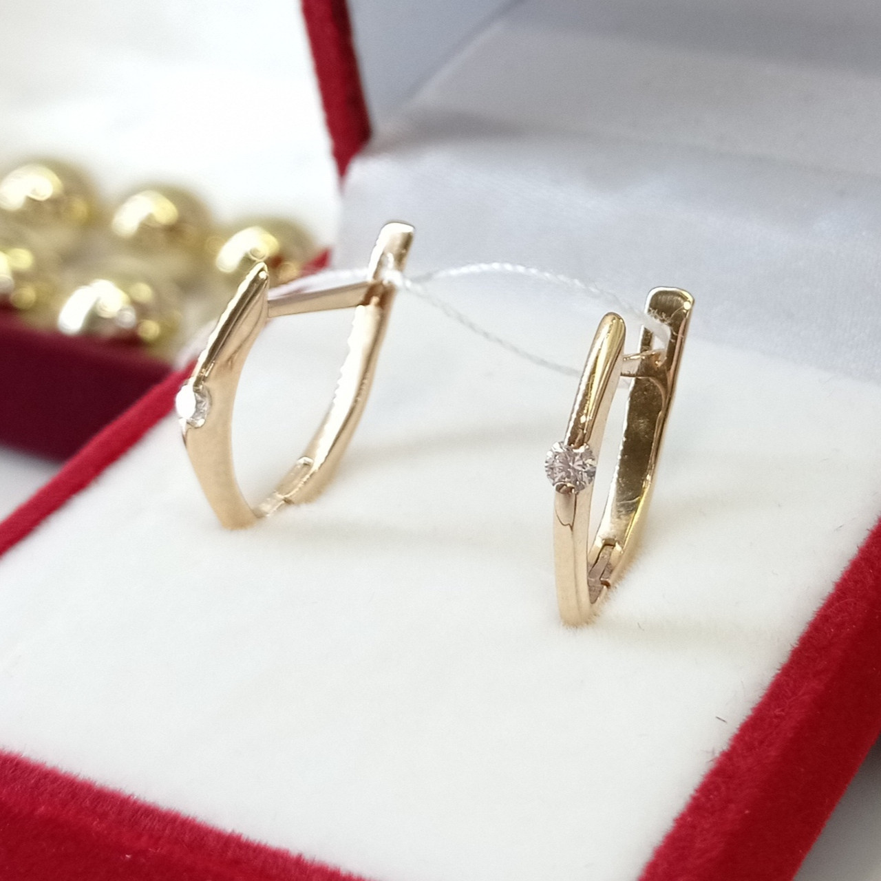 Золоті сережки з діамантами, фото 1