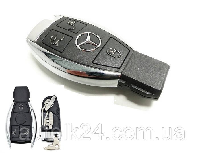 Корпус смарт ключа Mercedes Benz W203 W204 W211 W220 (Хром) 3 кнопки