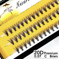 Nesura Eyelash Premium 20D, 0,07, изгиб C, 8 мм, 60 пучков Премиум Ресницы Несура 20д