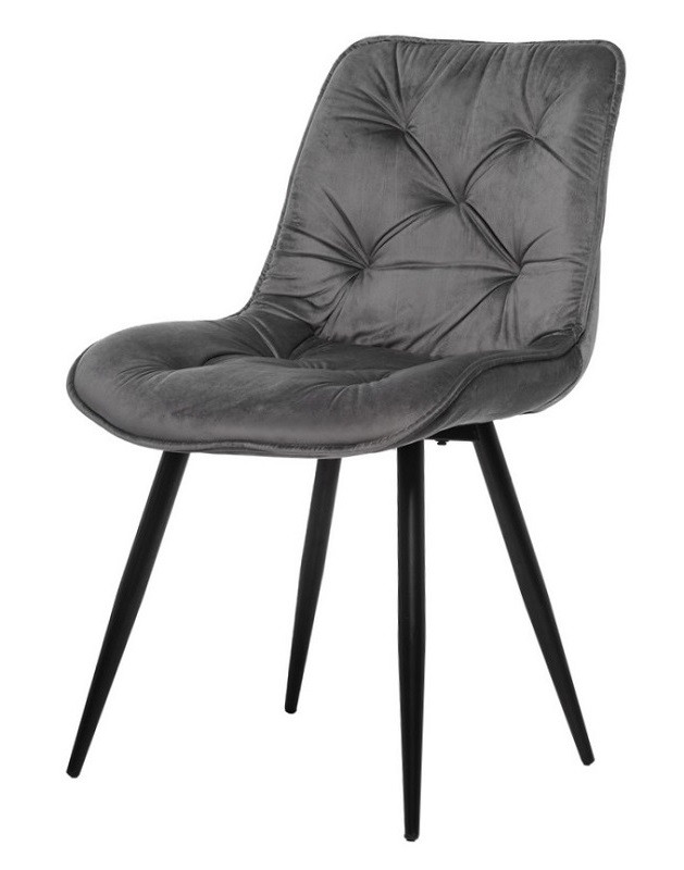 Стілець M-48 сірий велюр на металевих чорних ногах, фото 1