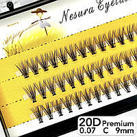 Вії Nesura Eyelash Premium 20D, 0,07, вигин C, 9 мм, 60 пучків Преміум вії пучкові Несура 20д