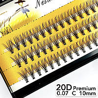 Nesura Eyelash Premium 20D, 0,07, изгиб C, 10 мм, 60 пучков Премиум Ресницы Несура 20д