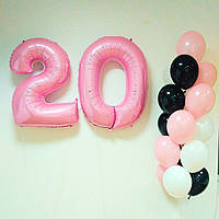 Гелієві кульки на 20 років для дівчини Подарунок на день народження дівчині Композиція букет Повітряні кульки Цифра фольгована