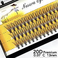 Вії Nesura Eyelash Premium 20D, 0,07, вигин C, 13 мм, 60 пучків Преміум вії пучкові Несура 20д