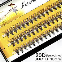 Вії Nesura Eyelash Premium 20D, 0,07, вигин D, 10 мм, 60 пучків Преміум вії пучкові Несура 20д