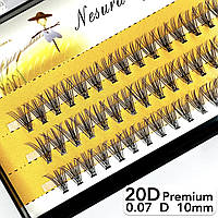 Nesura Eyelash Premium 20D, 0,07, изгиб D, 10 мм, 60 пучков Премиум Ресницы Несура 20д