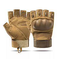Тактические перчатки Jungle Storm полупальцы с ударными накладками из прочного пластика хаки