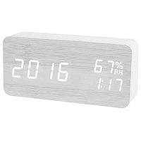 Настільний електронний годинник VST-862S-6 + температура та гігрометр (USB ААА) Білі цифри Білий корпус