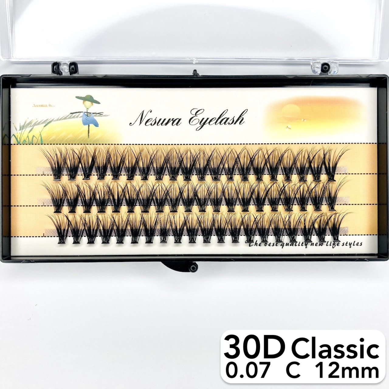 Купить Nesura Eyelash Classic 30D, 0,07, изгиб C, 12 мм, 60 пучков ...
