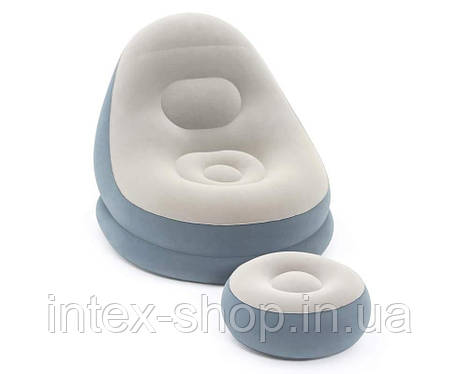 Надувне крісло з пуфом Bestway 75053LB (сіро-блакитне) (121x100x86 см), фото 1