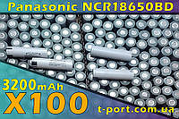 Аккумуляторы 18650 Li-Ion 3200mAh 10A (Panasonic NCR18650BD) 100 шт