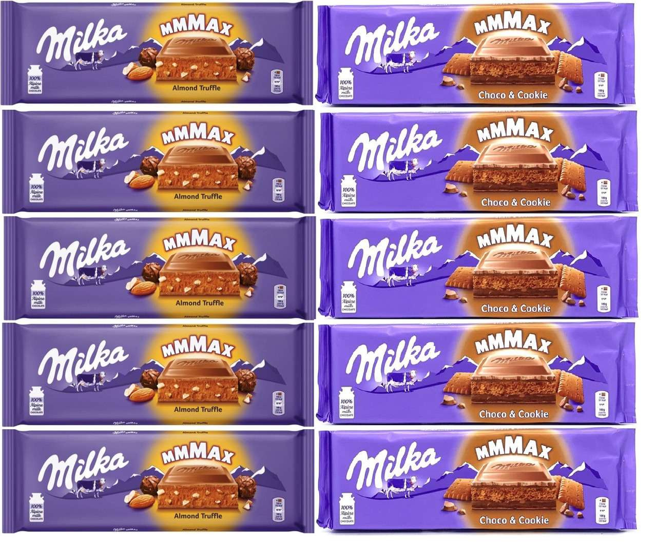 Шоколад Молочний Мікс 2 види: Milka Almond Truffle та Choco & Cookie Ящик 30 штук*300 г Швейцарія