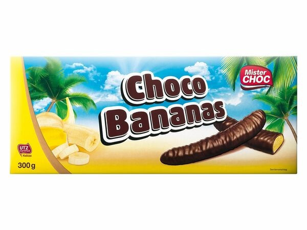Цукерки шоколадні Mister Choc Schoko Bananen із банановим суфле 300 г Німеччина