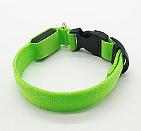 Ошейник для собак и котов для вечерних прогулок с USB зарядкой Зеленый M(35-47см)
