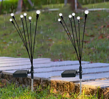 Комплект із двох світильників на сонячній батареї для саду по 6 гілок, що хитається на вітрі