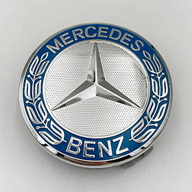 Ковпачки (заглушки) в диски Mercedes Benz (Мерседес) 75 мм Класик Хром Світло-синій обідок