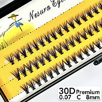 Nesura Eyelash Premium 30D, 0,07, изгиб C, 8 мм, 60 пучков Премиум Ресницы Несура 30д