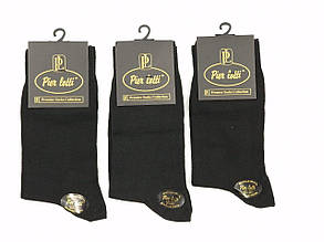 Чоловічі високі демісезонні шкарпетки Pier Lotti, стрейчеві безшовні, подвійна пятка,  39-4212 пар/уп  чорні