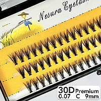 Nesura Eyelash Premium 30D, 0,07, изгиб C, 9 мм, 60 пучков Премиум Ресницы Несура 30д