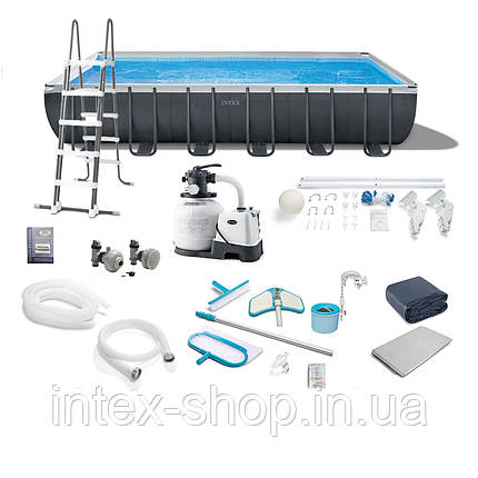 Каркасний басейн Intex 26368 (732х366х132см) (Пісочний фільтр з хлорогенератором і максимальна комплектація), фото 1
